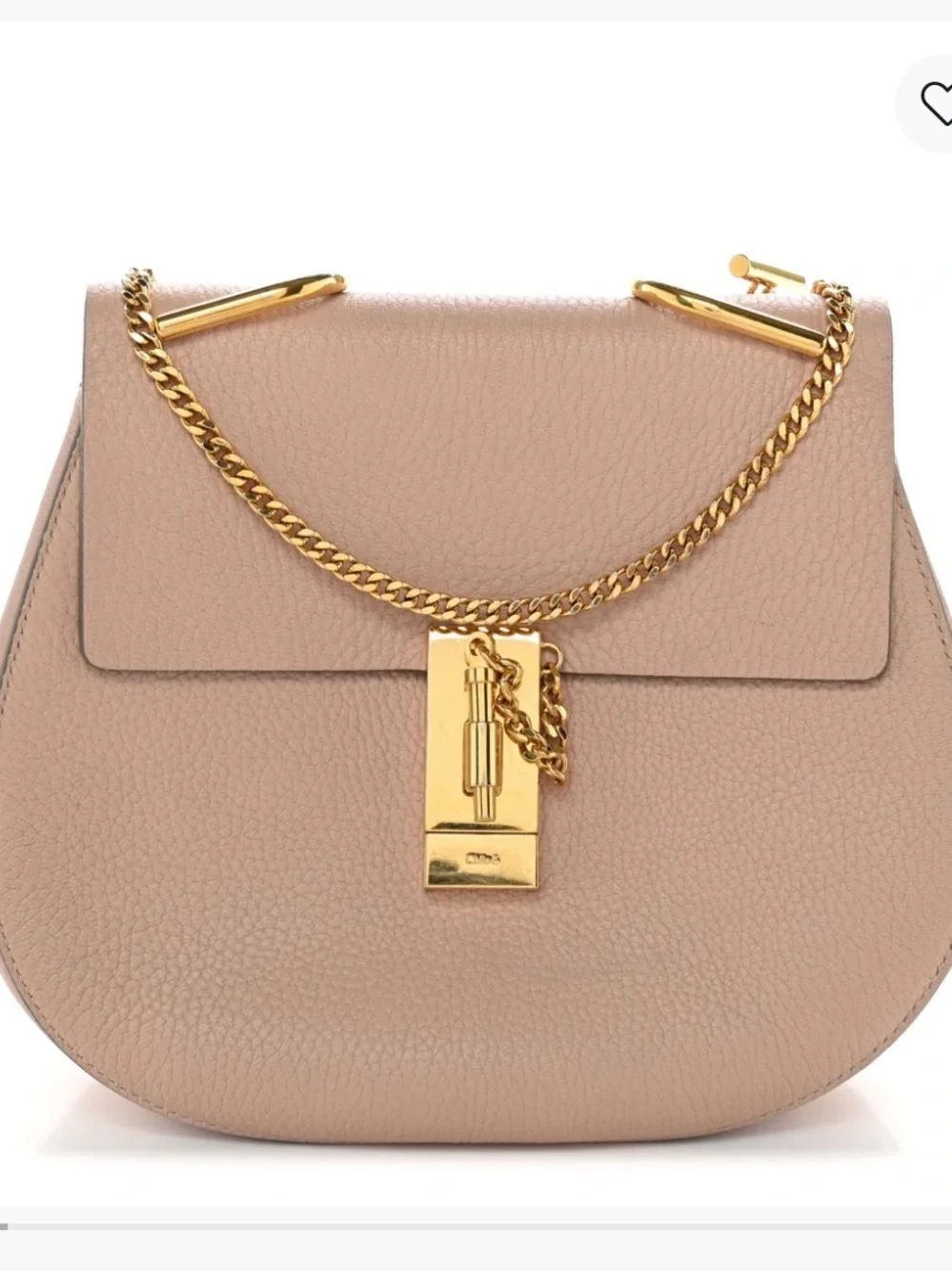 CHLOE Grained Lambskin Mini Drew Shoulder Bag Cement Pink